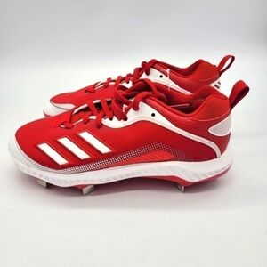 adidas Icon 6 Bounce Team Power Baseball Metal Cleats Men 7.5 Shoes Red NEW